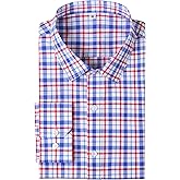 GIANZEN Mens Grade 4 Wrinkle-Resistant Plaid Button-Down Cotton Long Sleeve Regular Fit Gingham Dress Shirts