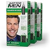 Just For Men Shampoo-In Color (Formerly Original Formula), Mens Hair Color with Keratin and Vitamin E for Stronger Hair - Dark Brown, H-45, Pack of 3