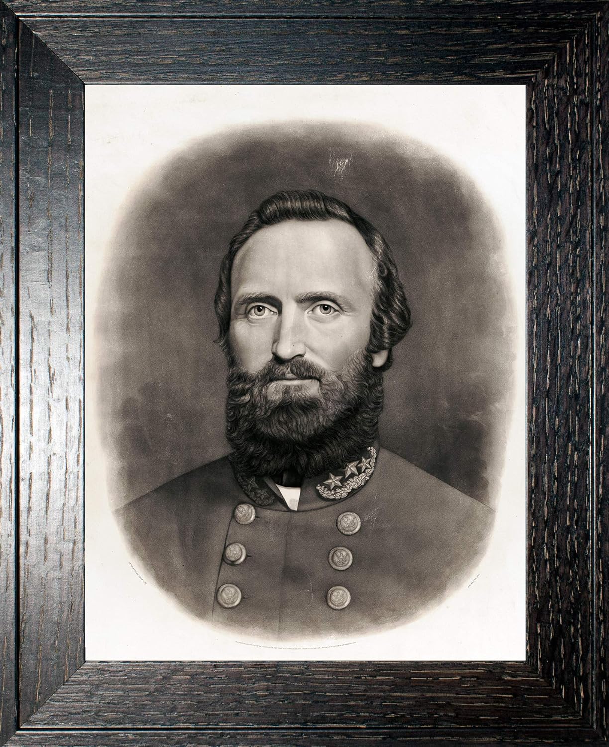 Photographs - Stonewall Jackson Photograph in a Rustic Oak Frame - Historical Artwork from 1871 - (20