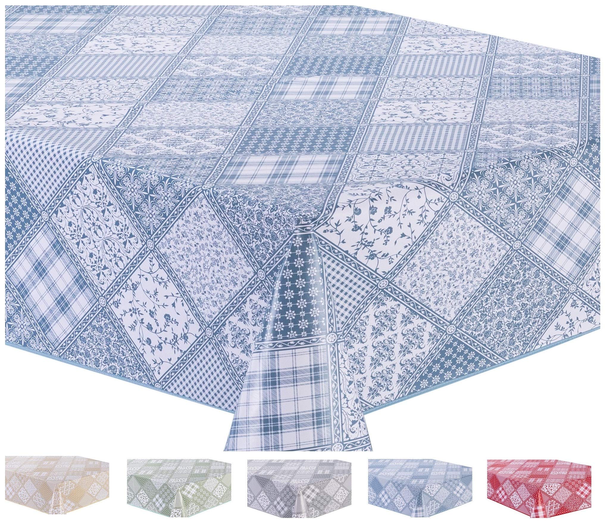 Home Direct Rectangular Oilcloth PVC Wipe Clean Tablecloth Table Cover 140cm x 180cm 55x70 Blue Grey