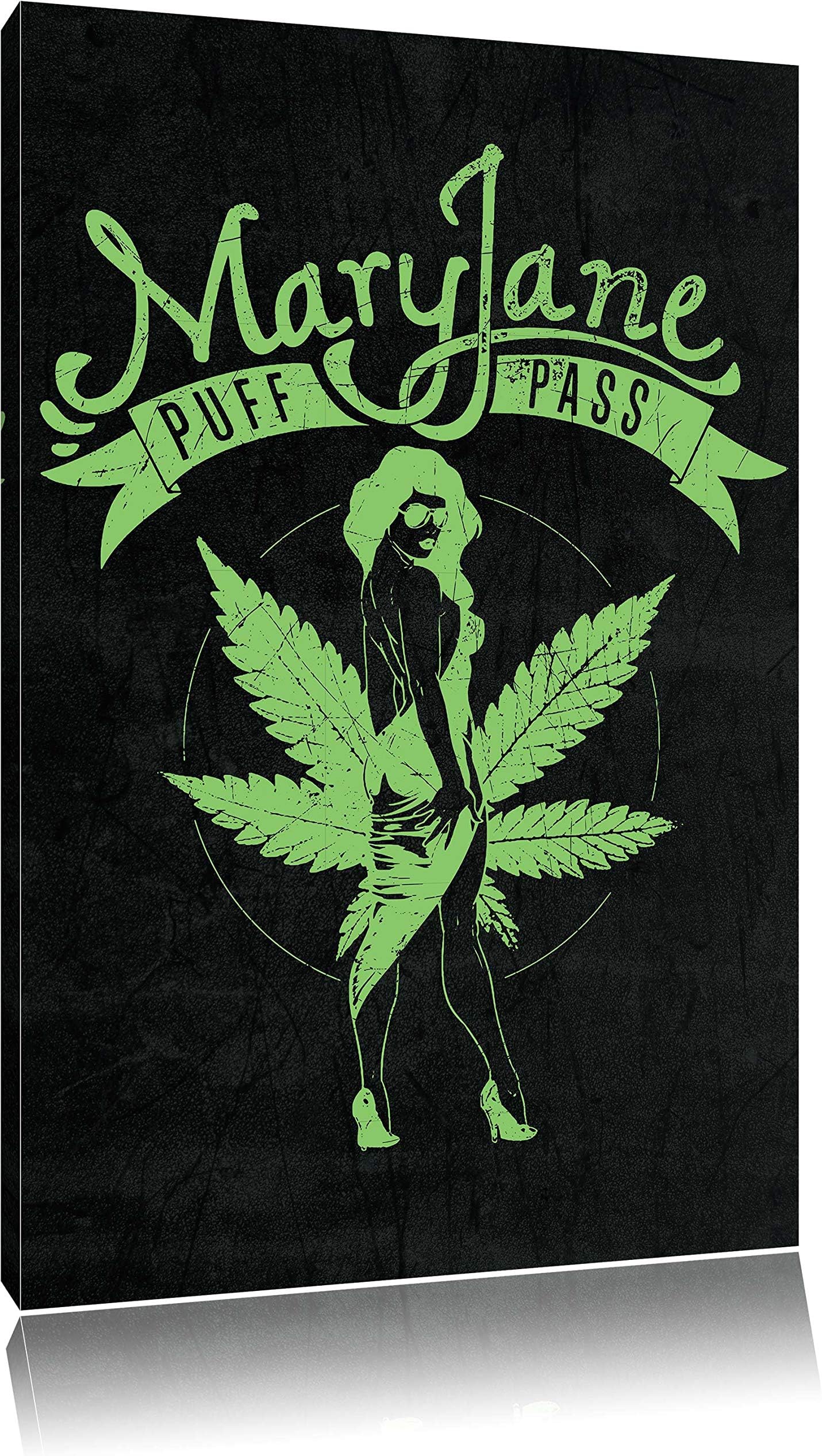 Mary Jane white painting on canvas, huge XXL Pictures completely framed with stretcher, art print on wall picture with frame, cheaper than painting or an oil painting, not a poster or billboard, size: 80x60 cm