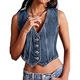 KWSTAIN Denim Vest Women Top Summer Crop Tank Corset Button Down Sleeveless Tops Sexy V Neck Jean Waistcoat Jacket Shirts