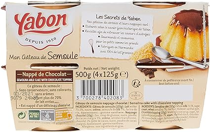 Yabon Gateau De Semoule Nappage Chocolat Yabon 4 X 125 G