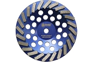 DiamaPro Systems DT-CW-7-24SEG-T Threaded 7 Inch 24 Segment Turbo Concrete Grinding Cup Wheel for Grinding, Leveling, & Removing Glue/Coating