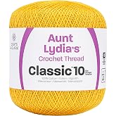 Coats Crochet Aunt Lydia's Crochet, Cotton Classic Size 10, Golden Yellow