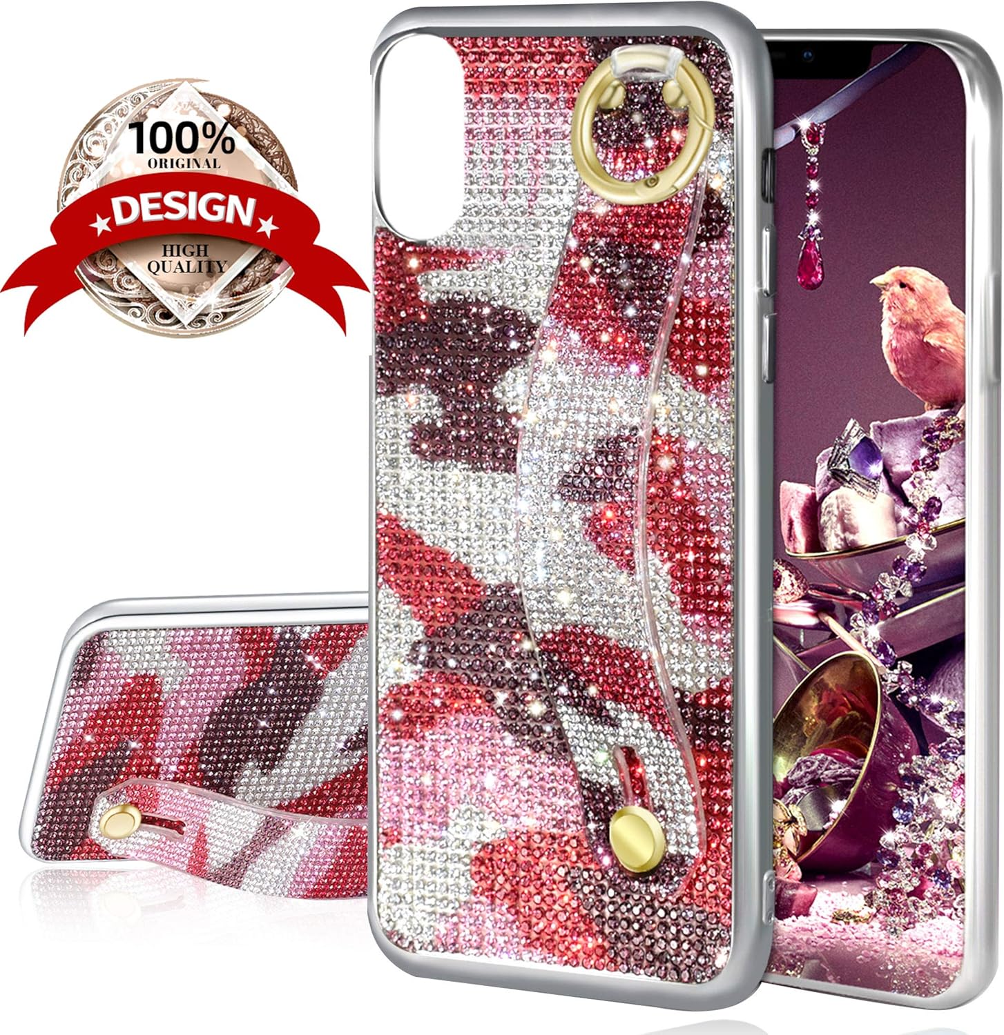 Frwiskp for iPhone XR Case, Glitter Luxury Bling Diamond Rhinestone Girly iPhone