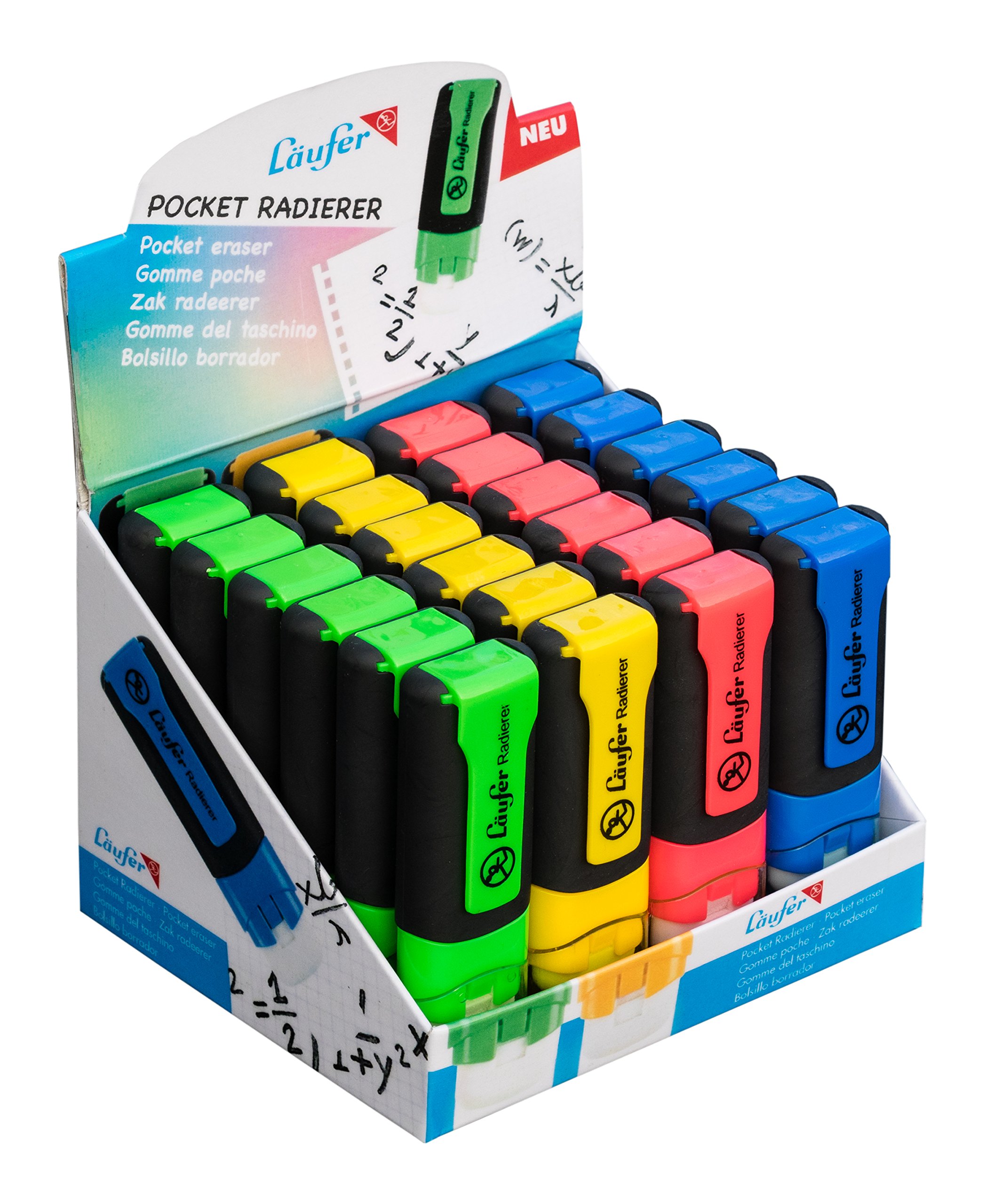 Läufer Blister Card Pocket Eraser Rot/grün/Blau/Gelb