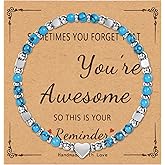 NICEIGHT Tiny Natural Stone Beaded Bracelets for Women Sometimes You Forget You're Awesome Inspirational Gifts Bracelets Mothers Day Graduation Christmas Birthday Gifts for Mom Friend Sister