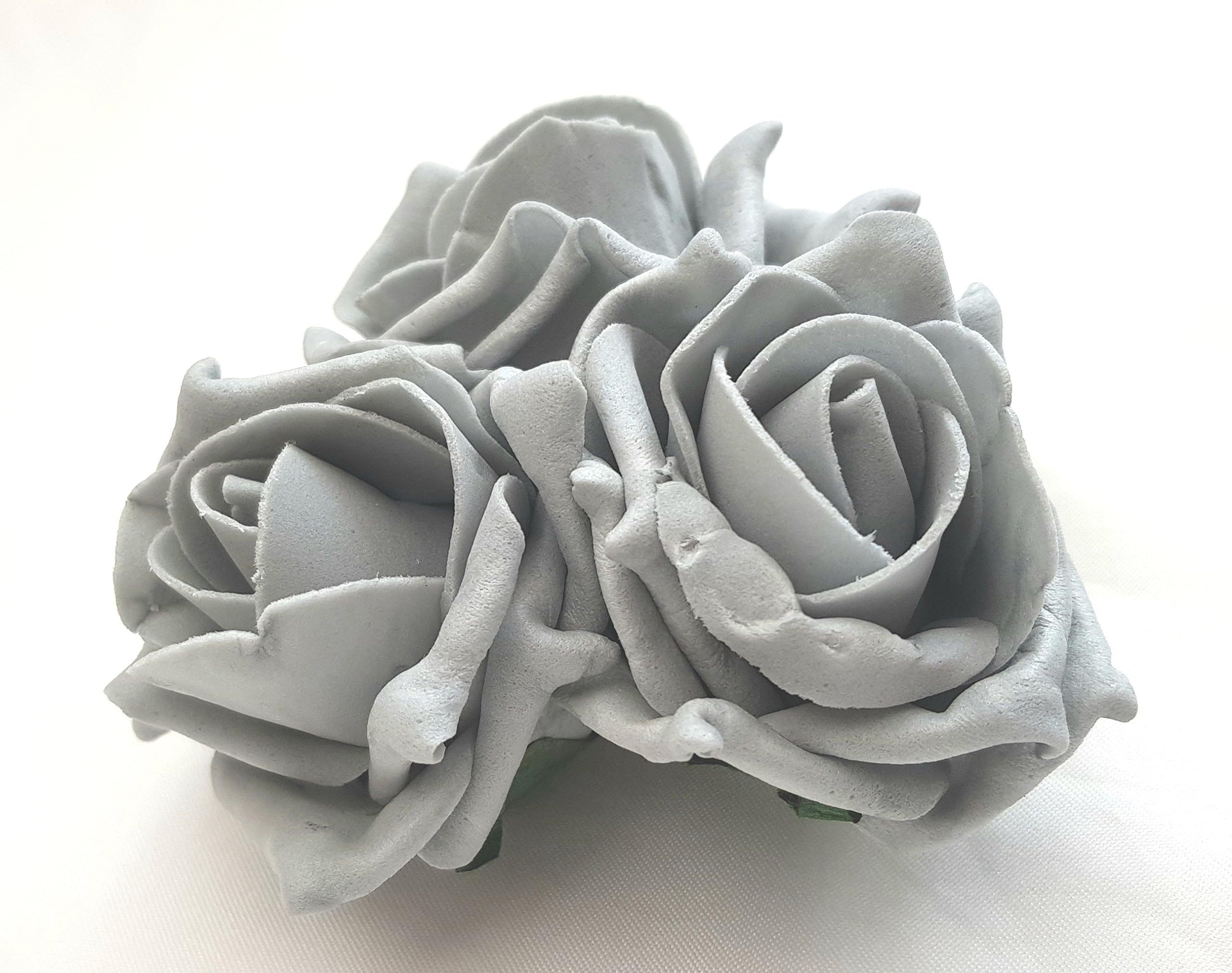 Fabulous Fascinators Silver Grey Medium Cluster Artificial Hair Flowers Corsage Clip Hand Made in Uk