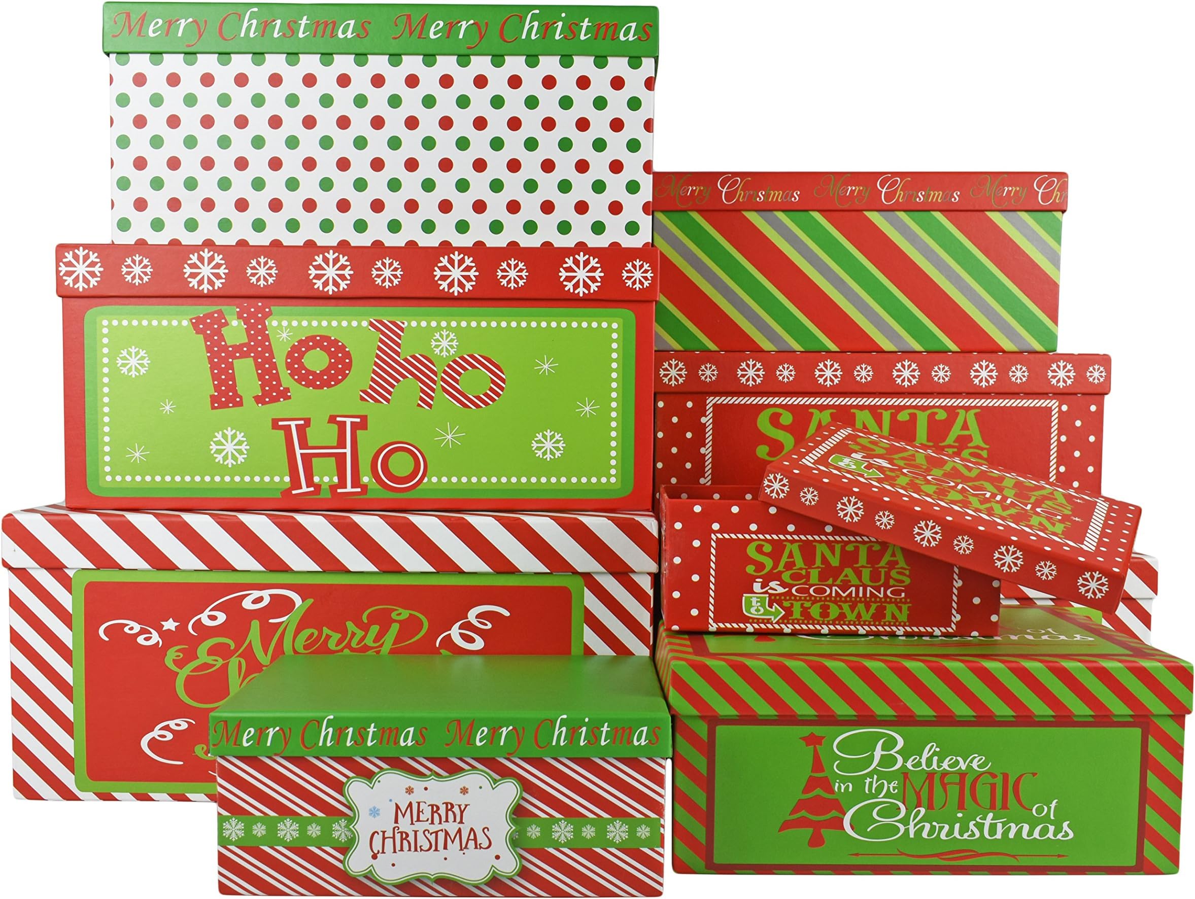 Set of 10"Believe in Magic" Holiday Nesting Gift Boxes; 10 Different Sizes – Perfect for Preparing for The Holidays! (10, Believe in Magic)