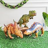 Large Self Standing Dinosaur Balloons 3PCS 38inch Tyrannosaurus Ankylosaurus Triceratops Inflatable Balloons for Birthday Party Decoration Kit Party Supplies Decorations Gift (mixed)