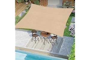 DIFY 12X20 FT Shade Fabric Sun Shade Cloth, Outdoor Shade Cover Privacy Screen with Grommets & D-ring for Patio Garden Pergola, Wheat