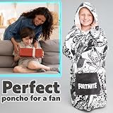 Fortnite Oversized Fleece Hoodie Blanket Kids Teens Poncho White Black view 5