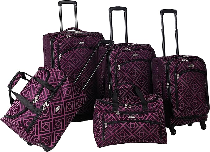 purple luggage