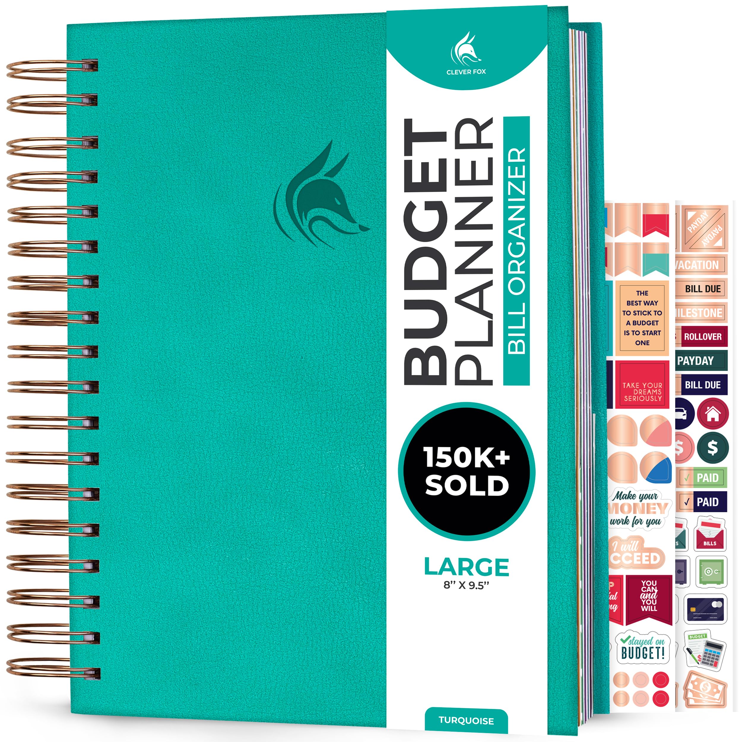 Clever Fox Budget Planner & Monthly Bill Organizer with Pockets. Expense Tracker Notebook, Budgeting Journal and Financial Planner Budget Book to Control Your Money. Large Size – Turquoise