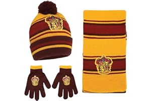 ABG ACESSORIES Harry Potter Kids Winter Hat Gloves Scarf Set for Boys and Girls, Winter Hat for Kids 4-14 Years