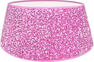 OMKSIH Pink Christmas Tree Collar 23.6 Inch Christmas Tree Skirt Box Velvet Tree Collar for Pencil Tree Personalized Christmas Tree Skirt Basket Sparkle Tree Stand Cover for Pink Christmas Decorations