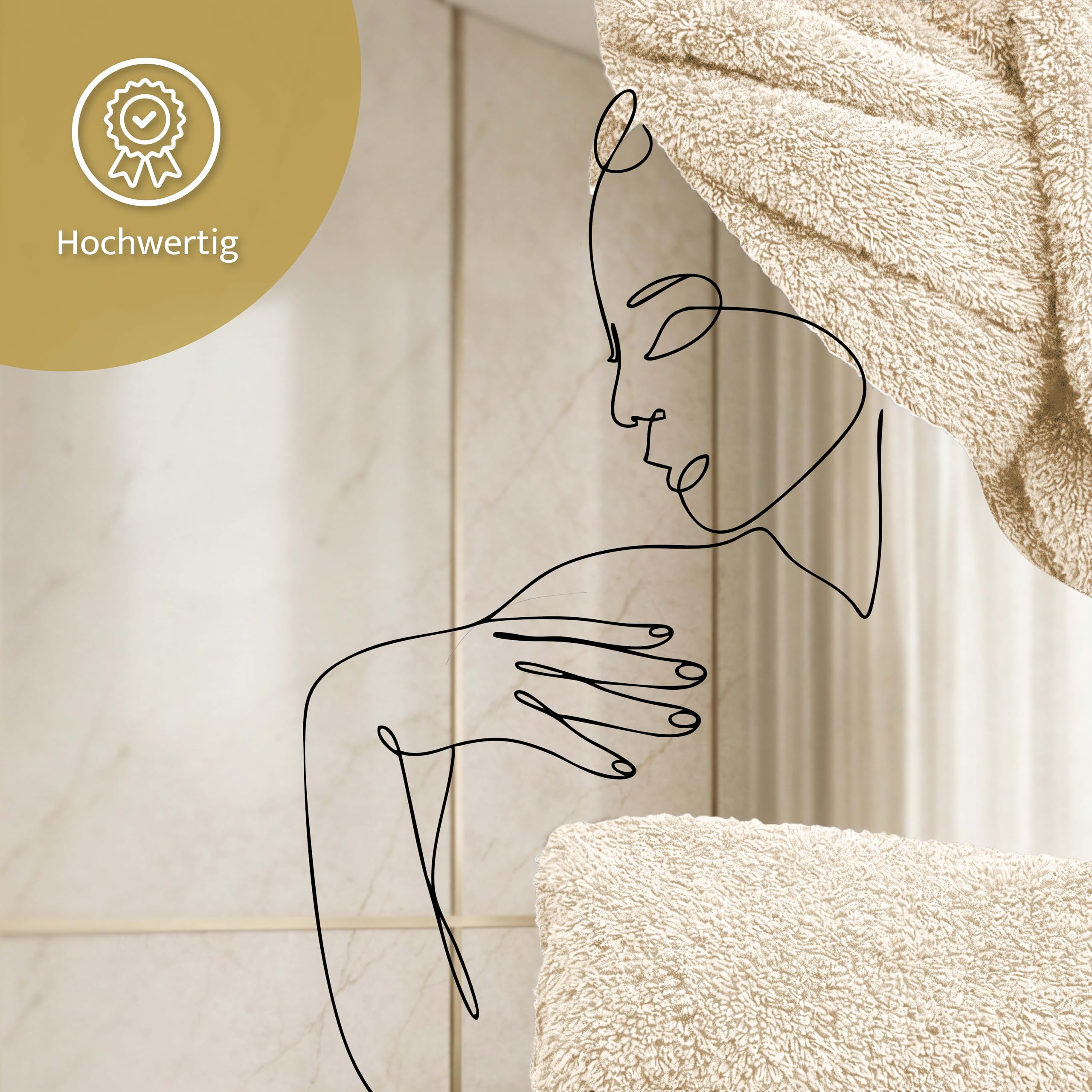 Lavea® 4er Set Handtücher 50x100 cm, Elena Frottiererie, 100% Baumwolle, Frottier Badetuch, saugstark und weich, Sporthandtuch, 60°C waschbar, trocknergeeignet, Handtuch Set, Frottee, Creme 4