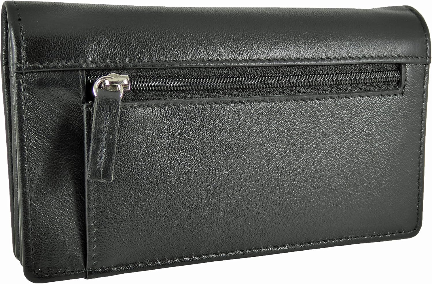 Womens Leather Flapover Matinee Organiser Purse RFID Protection 10 Cards, Notes and Coins (Black) - Image 4