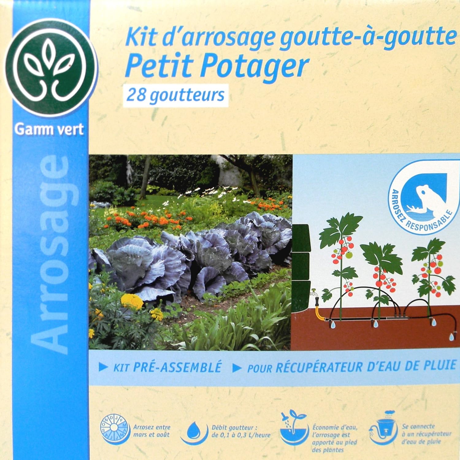 Gamm Vert Kit Darrosage Goutte à Goutte 28 Goutteurs Petit Potager Peut Se Connecter à Un Récupérateur Deau De Pluie Gamm 28g