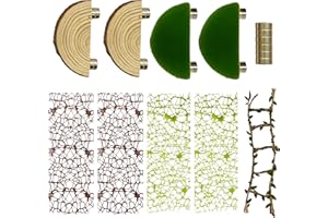 ZREVSB Multi-Functional Jumping Spider Habitat Décor Kit,4Pcs Wood Ledge, 4Pcs Spider Climing Web & 1Pcs Hemp Rope Bridge, Fun Enclosure Accessories for Climbing & Hiding