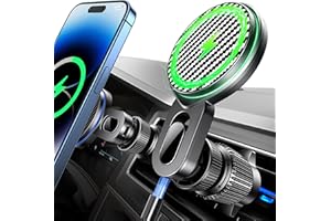 Qifutan for 15W Magsafe Car Mount Charger No Blocking of Air Vent Wireless Car Charger Automotive Accessories Magnetic Phone Holder for Car Fits for iPhone 15 14 13 12 Pro Max Android Smartphone