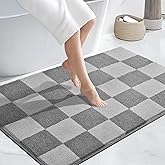 PURRUGS Bathroom Rug Non-Slip Machine Washable 30" x 46", Super Absorbent and Quick-Dry Bath Mat, Extra Soft and Plush Bath Rug for Shower, Bathtub and Sink, Light Grey & Grey