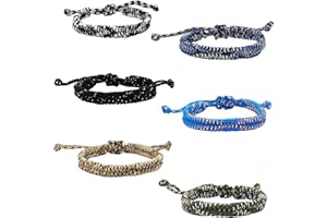 FROG SAC 6 Paracord Friendship Bracelets for Boys, Parachute Cord Braided Bracelet Set, Woven Braid String Jewelry, Easter Basket Fillers for Teens, Teenage Stocking Stuffers, Camping Party Favors