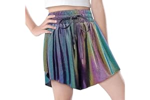 PINK DINO Girls Butterfly Shorts Sparkle Flowy Athletic Shorts for Girls Gym Skorts 2-in-1 Skirt for Kids Preppy Clothes