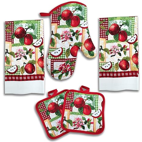 Apple Kitchen Decor 5 Piece Linen Set Amazon In Home Kitchen