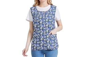 Nanxson Women Cobbler Apron with 2 Patch Pockets, Cotton Printed Bib, Smock with Buttons for Work Chef kitchen CF3177