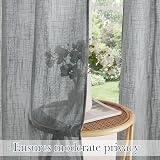 PONY DANCE Grey Voile Curtains 2 Panels 52x84 Eyelet Top Linen Texture view 4