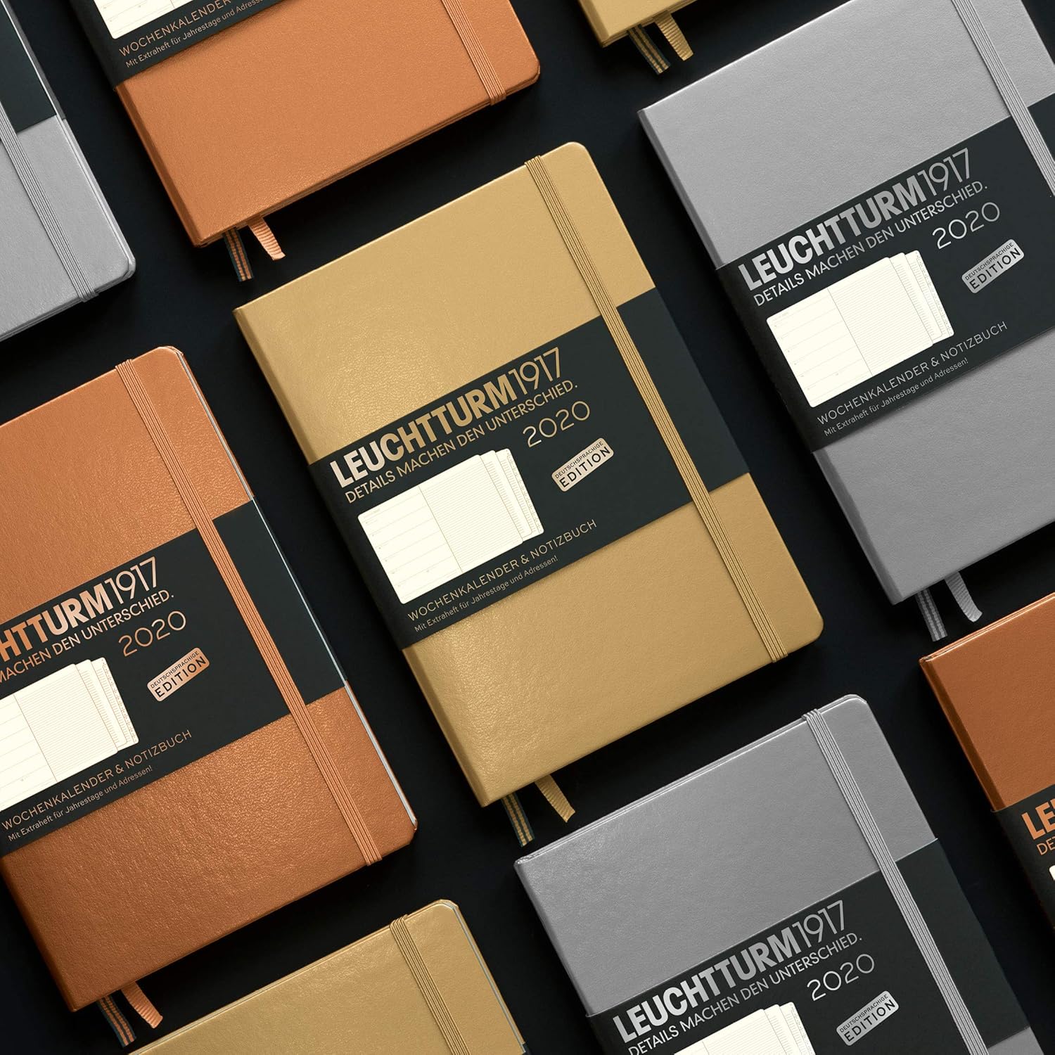 Agenda y cuaderno 2020, tapa dura, A5, dorado, inglés ...