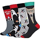Cansok Men's 2/4 Packs Fun Crazy Novelty Dress Crew Socks
