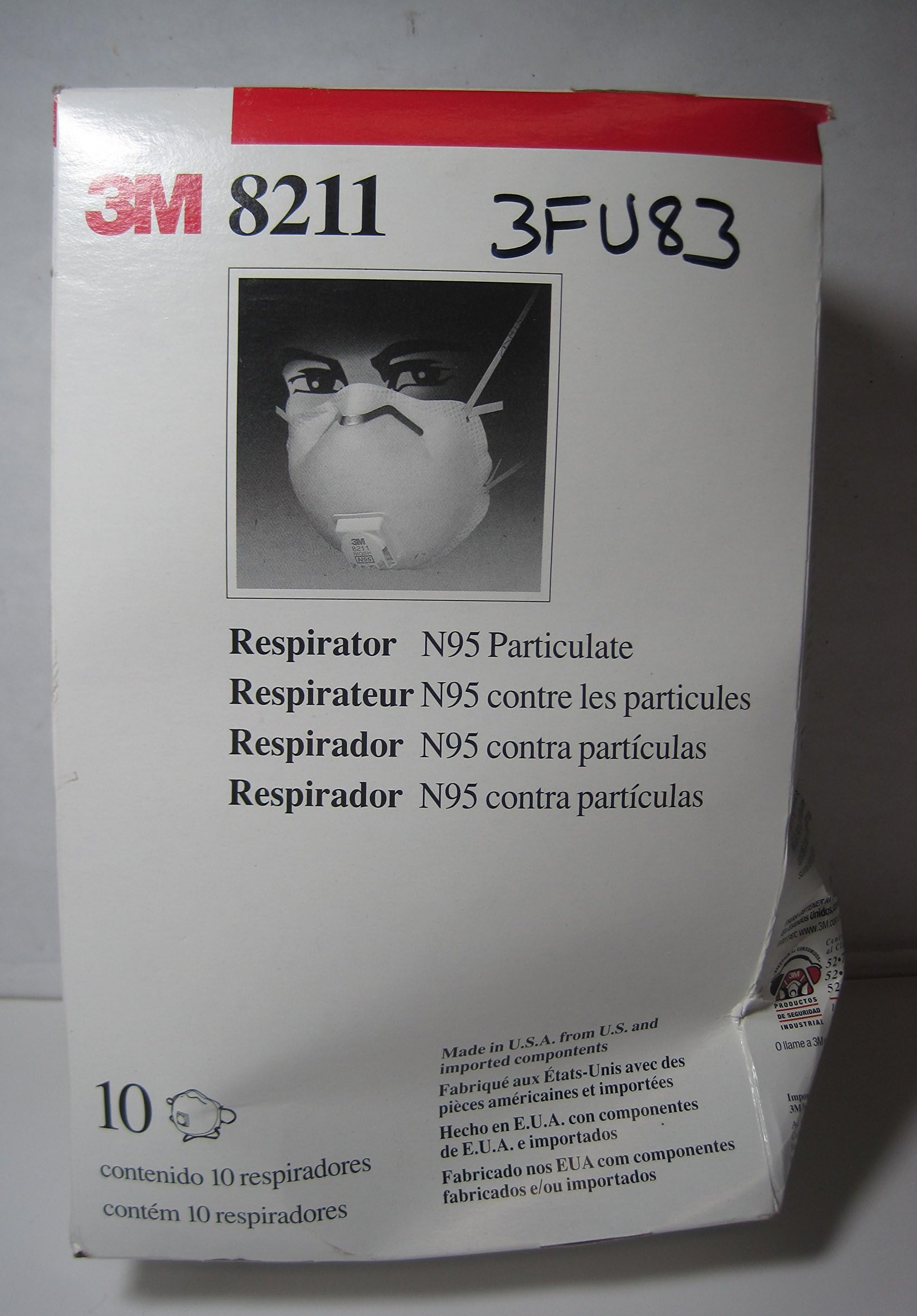 3M N95 8211 Particulate Respirator with CoolFlow, 10/Box