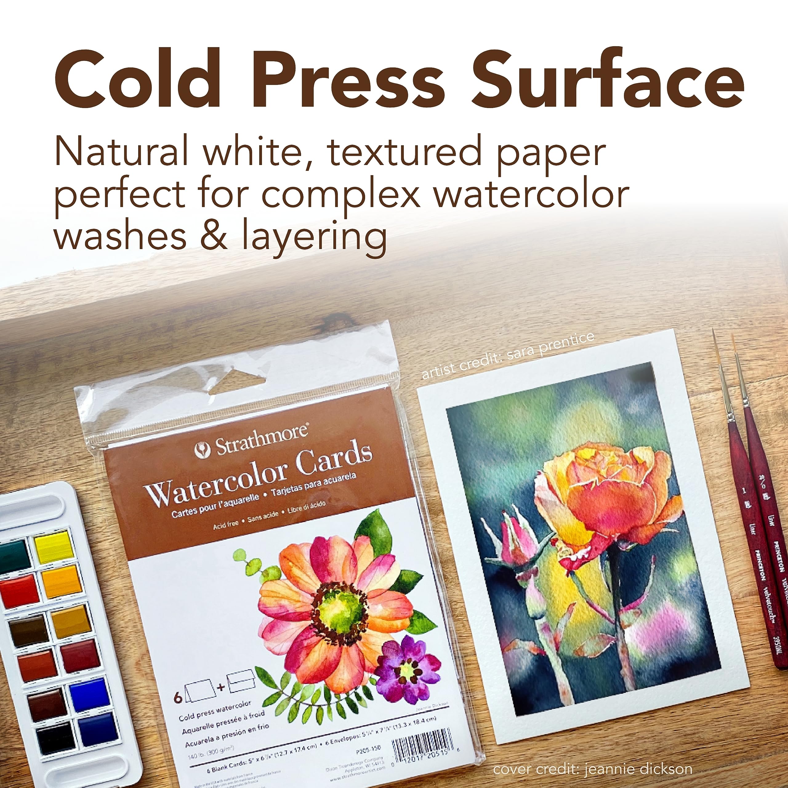 Strathmore 400 Series Watercolor Cards, Cold Press, 5x6.875 inches, 6 Pack, Envelopes Included - Custom Greeting Cards for Weddings, Events, Birthdays