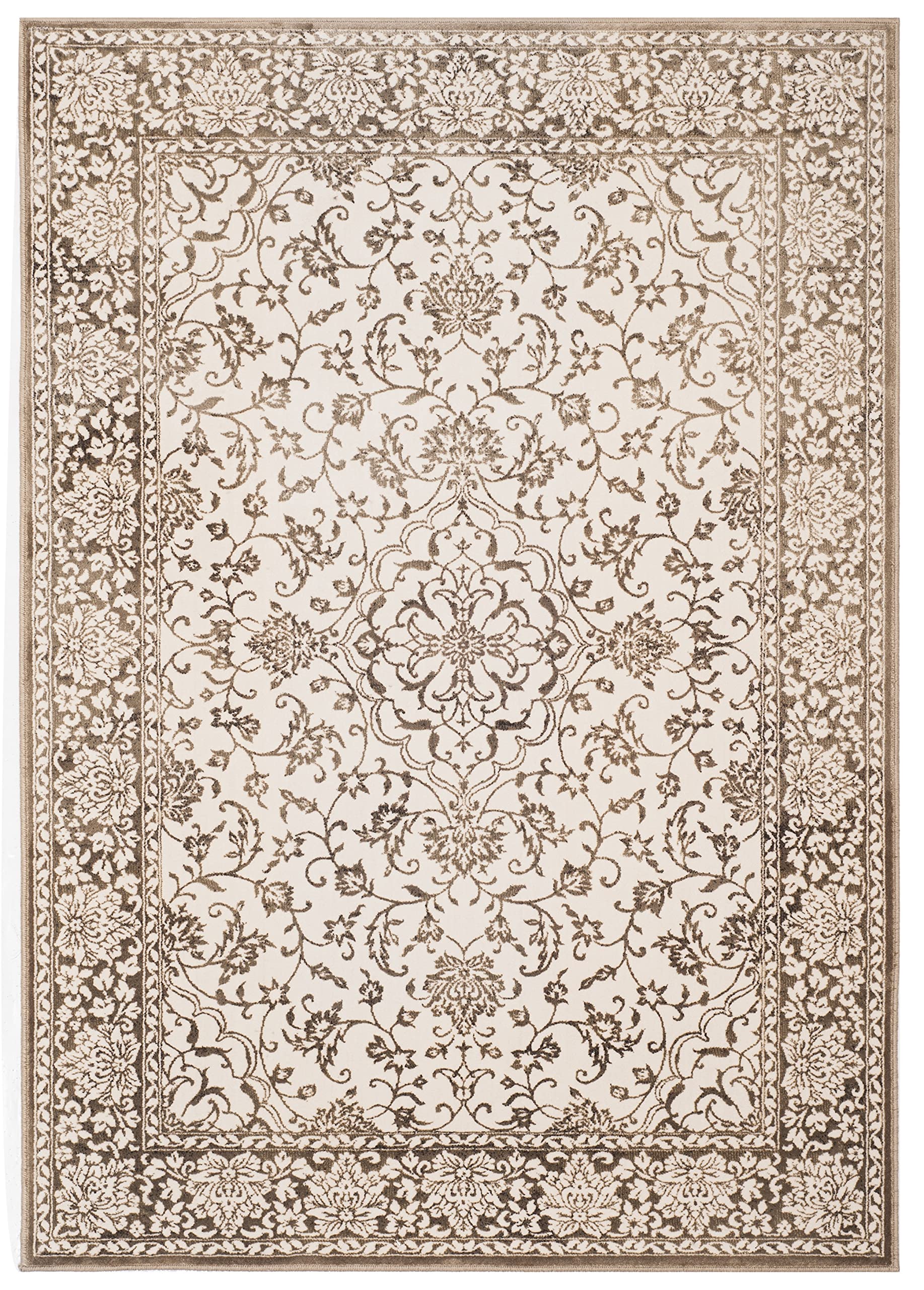 Safavieh Transitional Indoor Woven Rectangle Area Rug, Noble Collection, NBL659, in Brown / Creme, 99 X 140 cm for Living Room, Bedroom or Any Indoor Space
