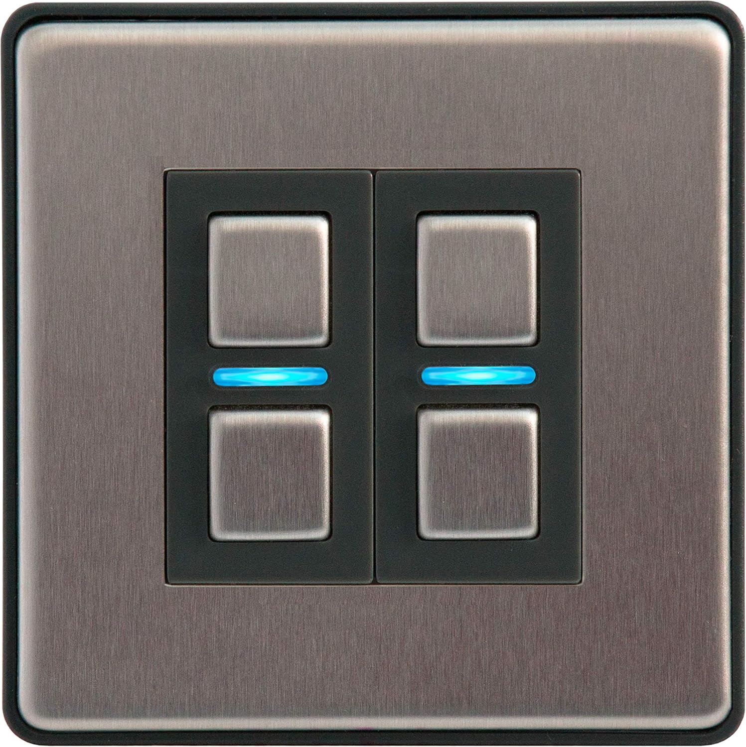 Lightwave L22 Smart Dimmer, 2 Gang, Stainless Steel Works with Alexa