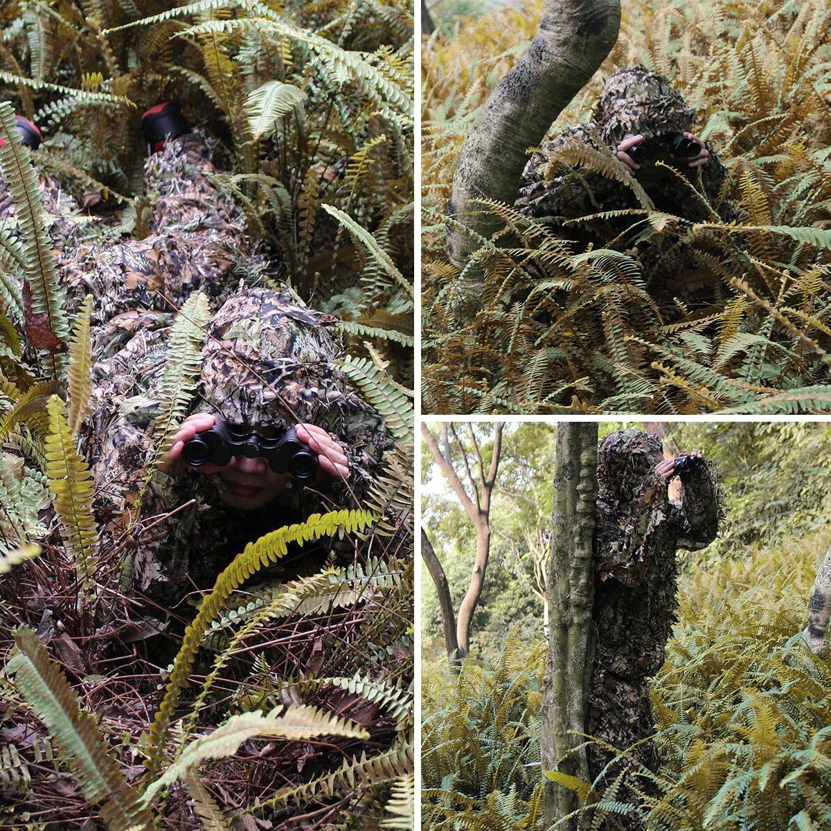 OUTERDO Camo Suits Ghillie Suits 3D Leaves Woodland Camouflage Clothing Army Sniper Military Clothes and Pants for Jungle Hunting, Shooting, Airsoft, Wildlife Photography, Halloween : Sports & Outdoors