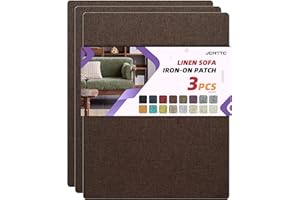 JCATTC Couch Patch Repair Fabric, Fabric Tape for Furniture, Waterproofing, Iron-on, Permanent Repair of Wear and Tear of Fabric Upholstery and Concealment of Stains (8.5 x 11 in/3 pcs, Dark Brown)