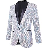 Nawgut Sequin Blazer Sparkle Suit Disco Prom Jacket Party Shiny Tuxedo Banquet Celebration Fashion Sport Coat for Mens Adult