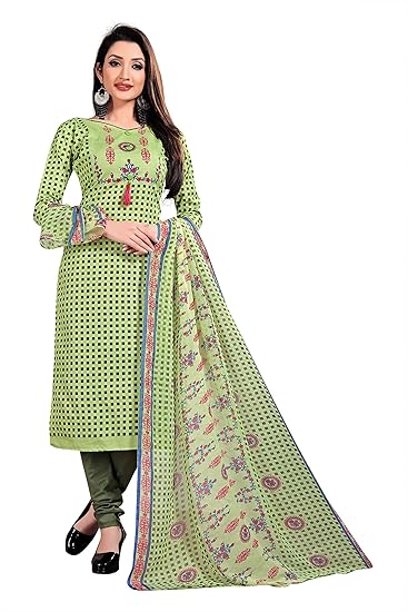 Anand presents cotton dress material beige and pink unstitched