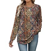 Zeagoo Women's Casual Long Sleeve Shirts Crew Neck Round Hem Loose T-Shirts Tunic Tops with Thumb Holes