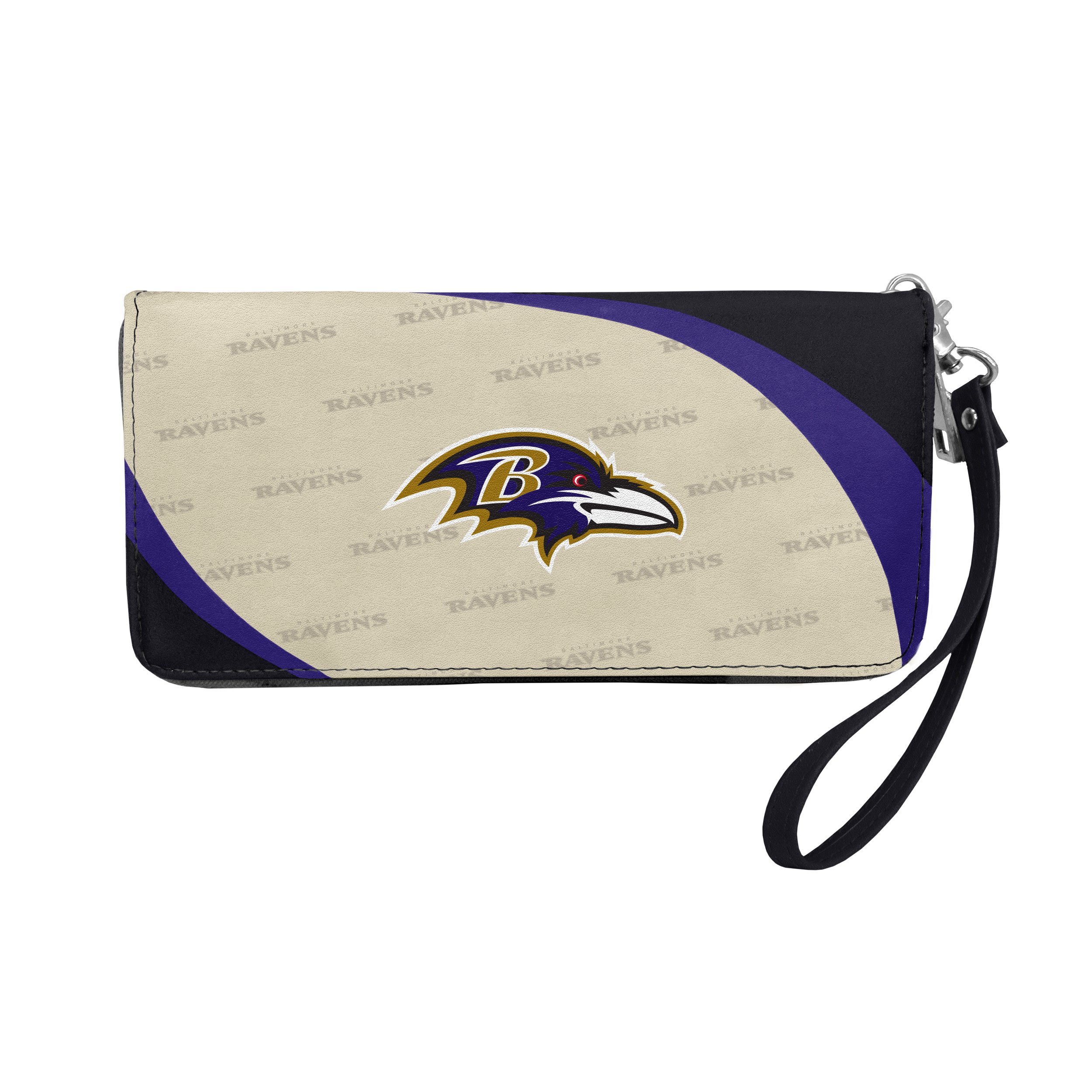 Littlearth Womens NFL Baltimore Ravens Curve Zip Organizer Wallet, Team Color, 8" x 4" x 1"