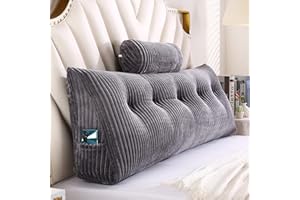 Gpround Wedge Headboard Pillows + Head Roll Pillow Bed Wedge Pillow for Headboard Large Bolster for Bed Rest Reading Pillows Backrest Pillows for Sitting in Bed Queen:59x8x20 Inches