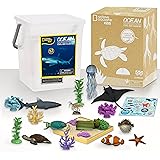 Just Play National Geographic Kids Tub of Realistic Sea Animal Toy Figures for Kids, QR Code to Shark, Turtle, Jellyfish Fact