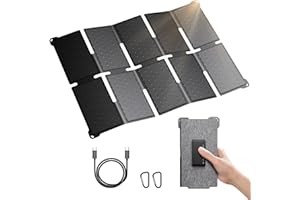 BigBlue Portable 35W Solar Panel Charger with Fast Charging USB-A and PD 25W USB-C for Camping Backpacking, 1.54 lbs, IP68 Waterproof, Folding Solar Phone Charger for iPhone/Android, iPad, Power Bank