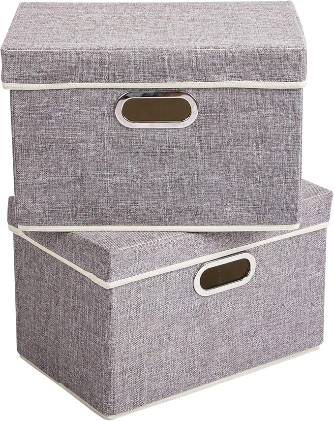 YawinheAufbewahrungsbox mit Deckel, Faltbare Leinentuch Kleidung