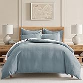 Levtex Home Cloud Waffle King/Cal King Comforter Set (106x94in) with 2 Pillow Shams (36x20in) - Solid Waffle Cotton Texture - Chambray - 100% Cotton King Size Comforter Set - Soft, Pre-Washed