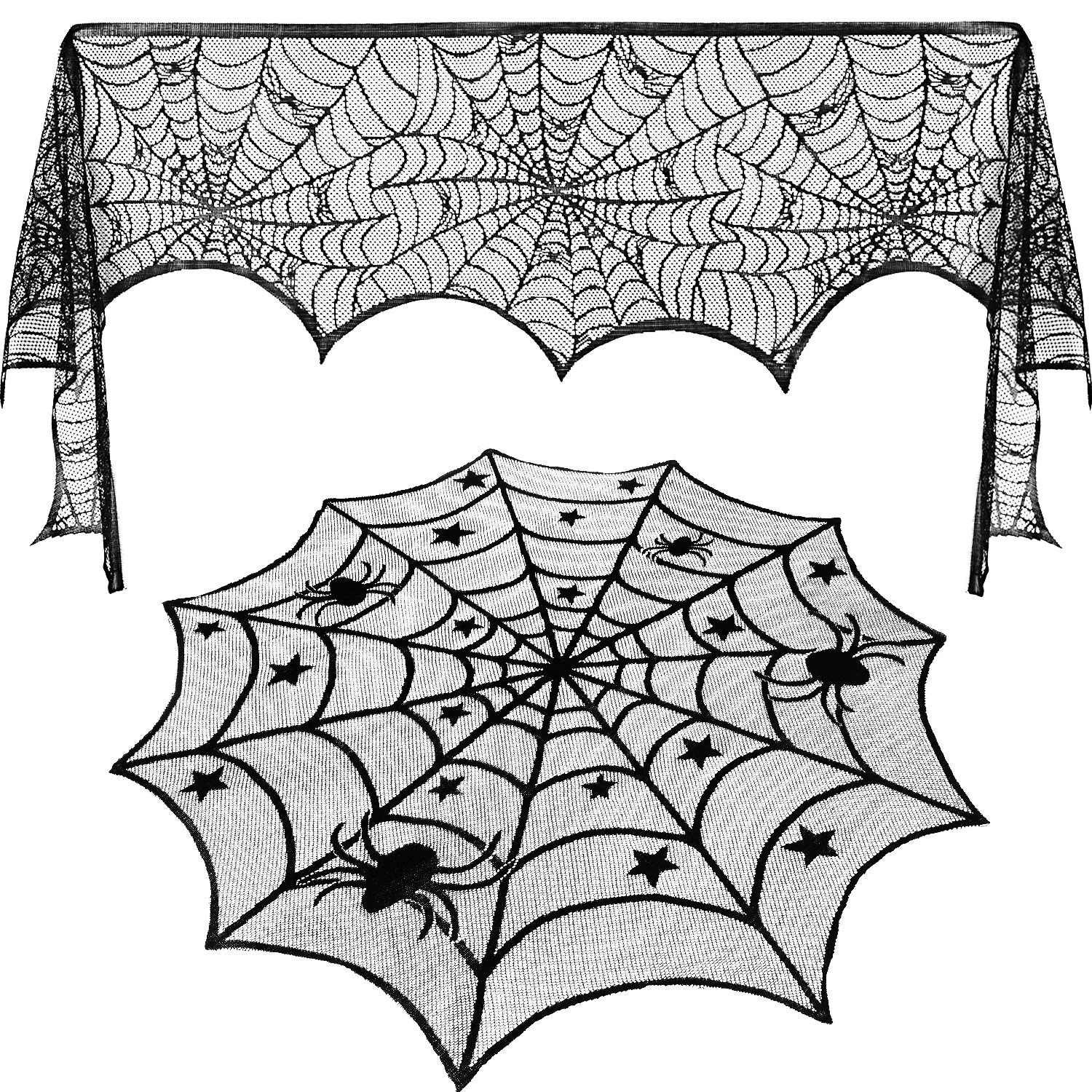 Best Spider Web Lace Tablecloth Indoor Bar Decor Table Cover Black